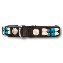 Handgjort läderdesignhalsband med indiansmycken